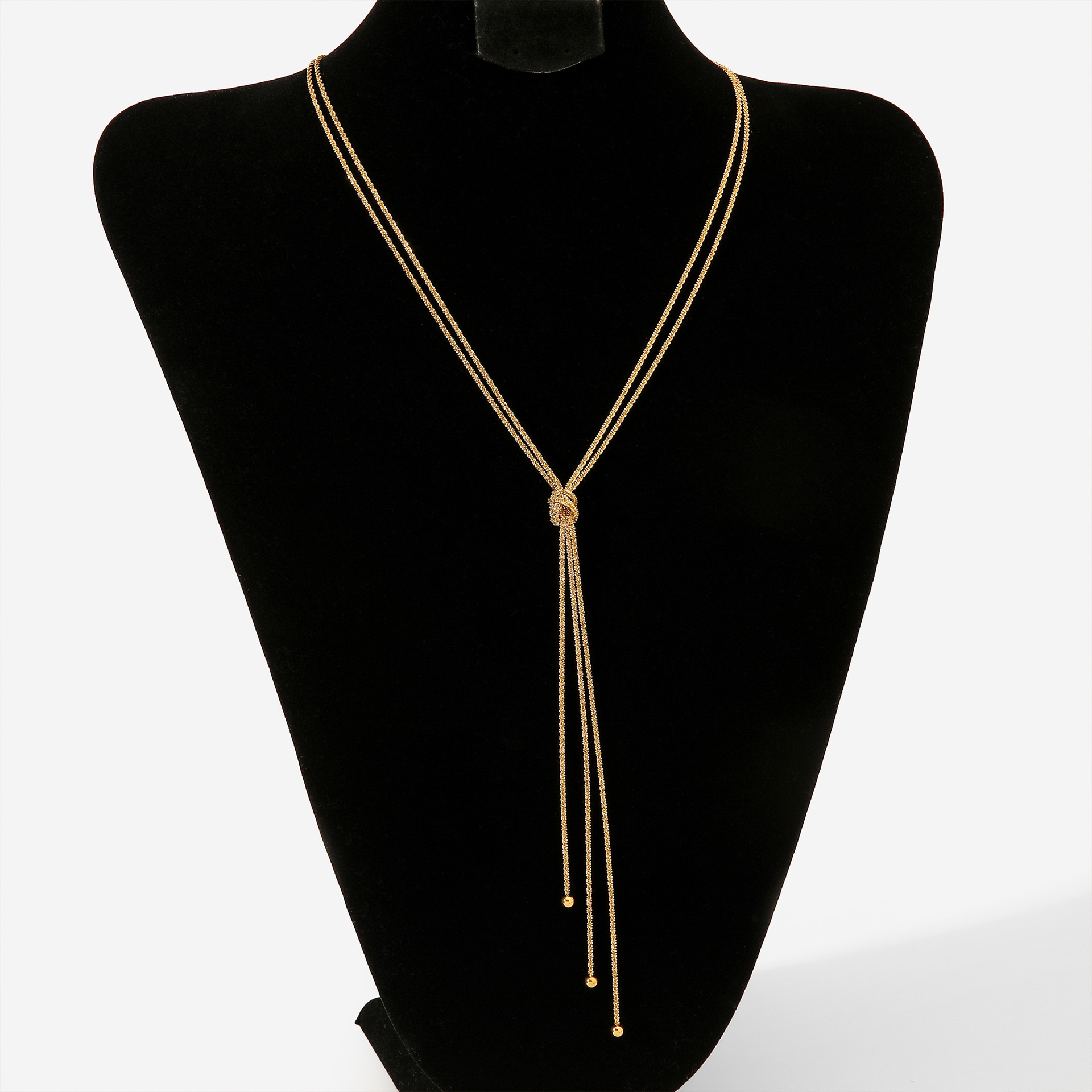 Hot-selling stainless steel Y-shaped long knotted sweater chain, simple multi-layer tassels, high-en